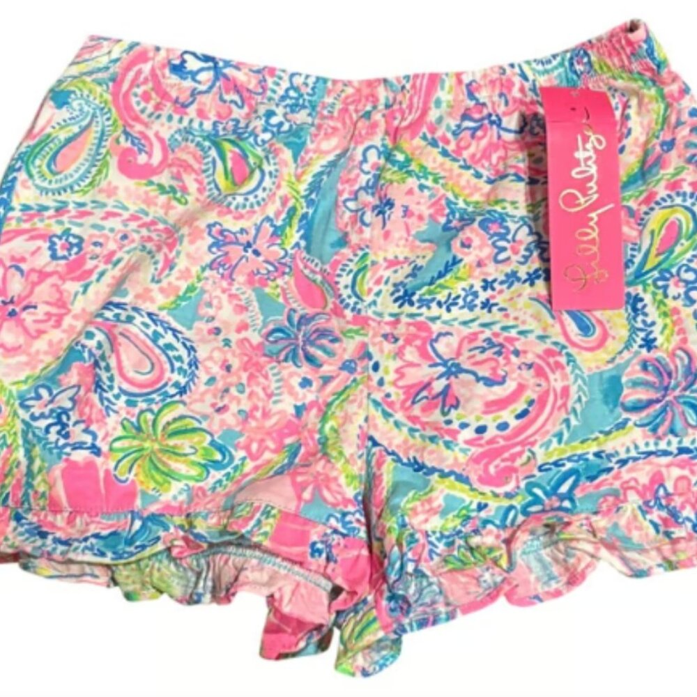 NWT Lilly Pulizter Girls Caritta Shorts in Flock Full of Fun - Size XL